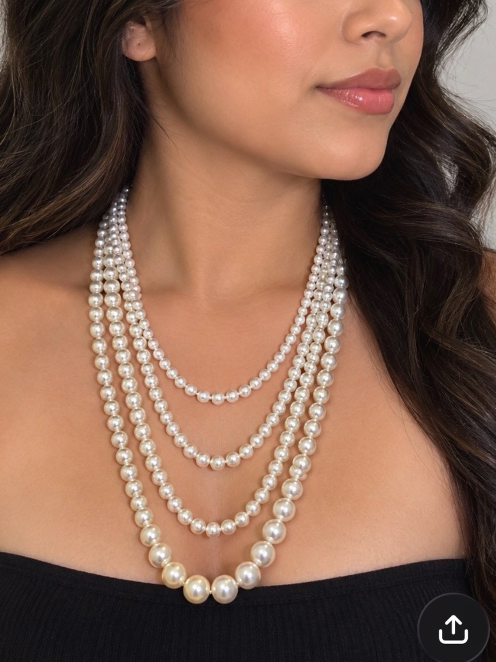 Multi-Strand White Pearl Necklace - Elegant Layered Design